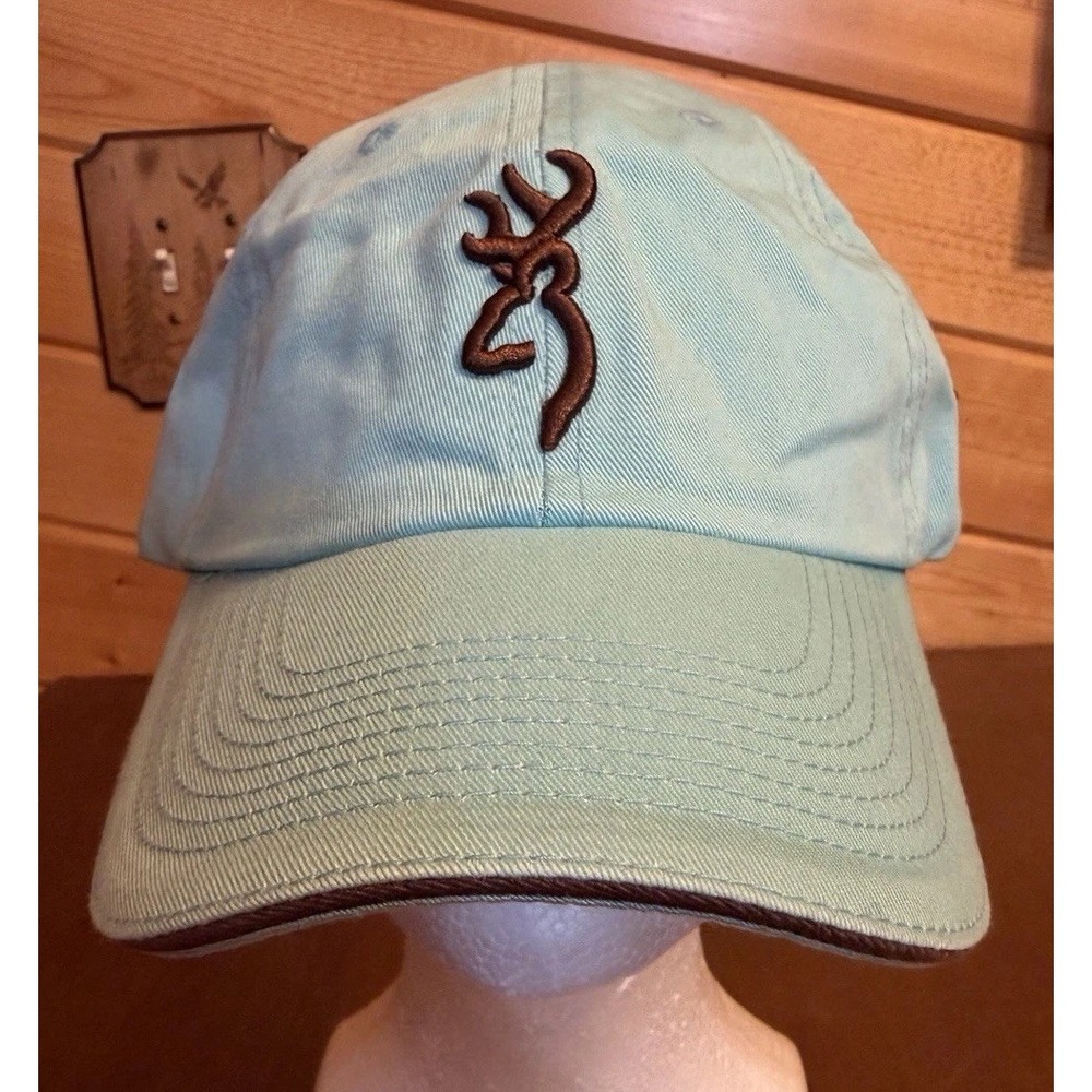 Browning Outdoor Hunting Adjustable Hat Cap Turquoise w/ Embroidered Brown Logo